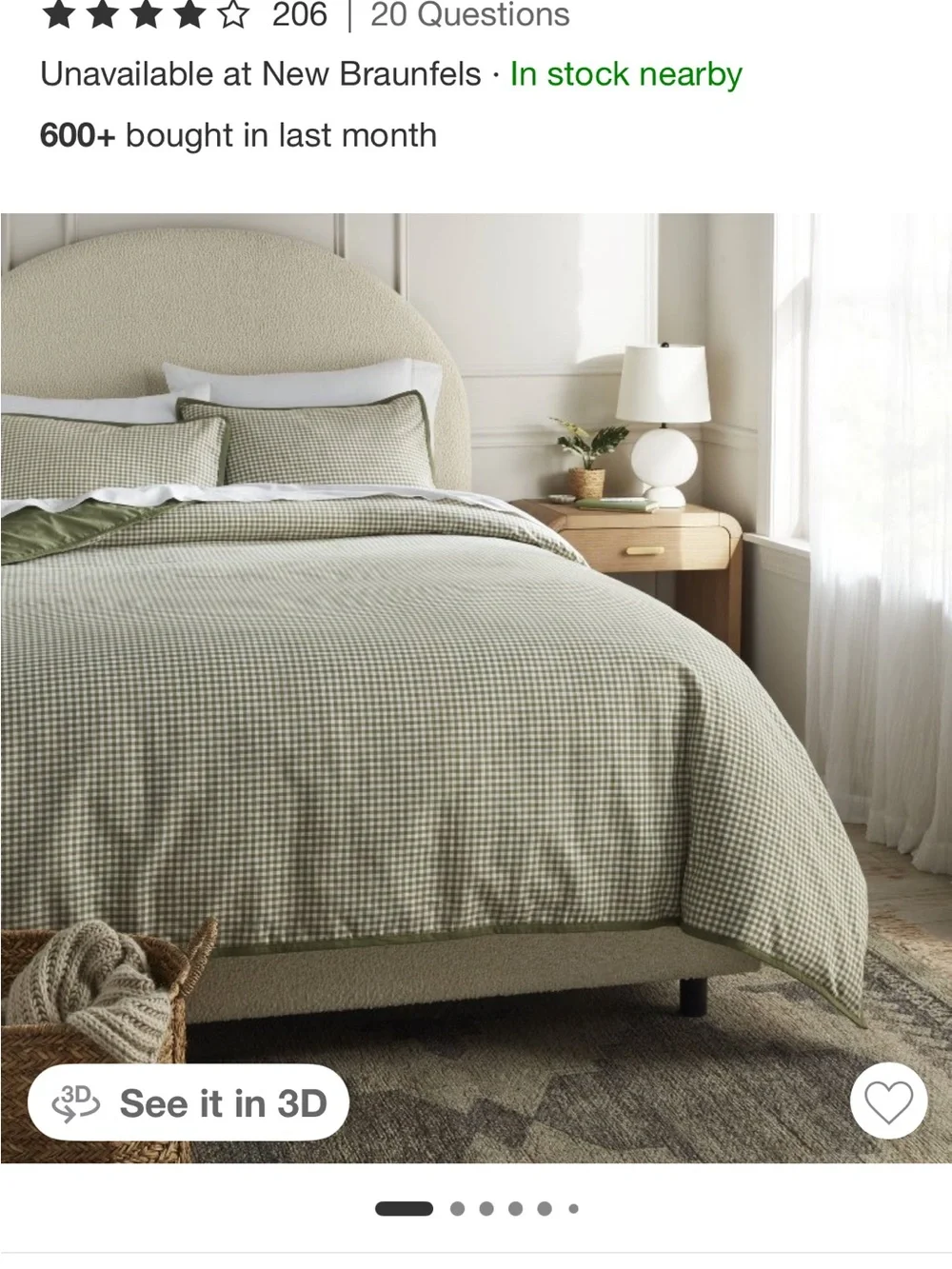 Threshold Sage Gingham Cotton-Blend Duvet Cover